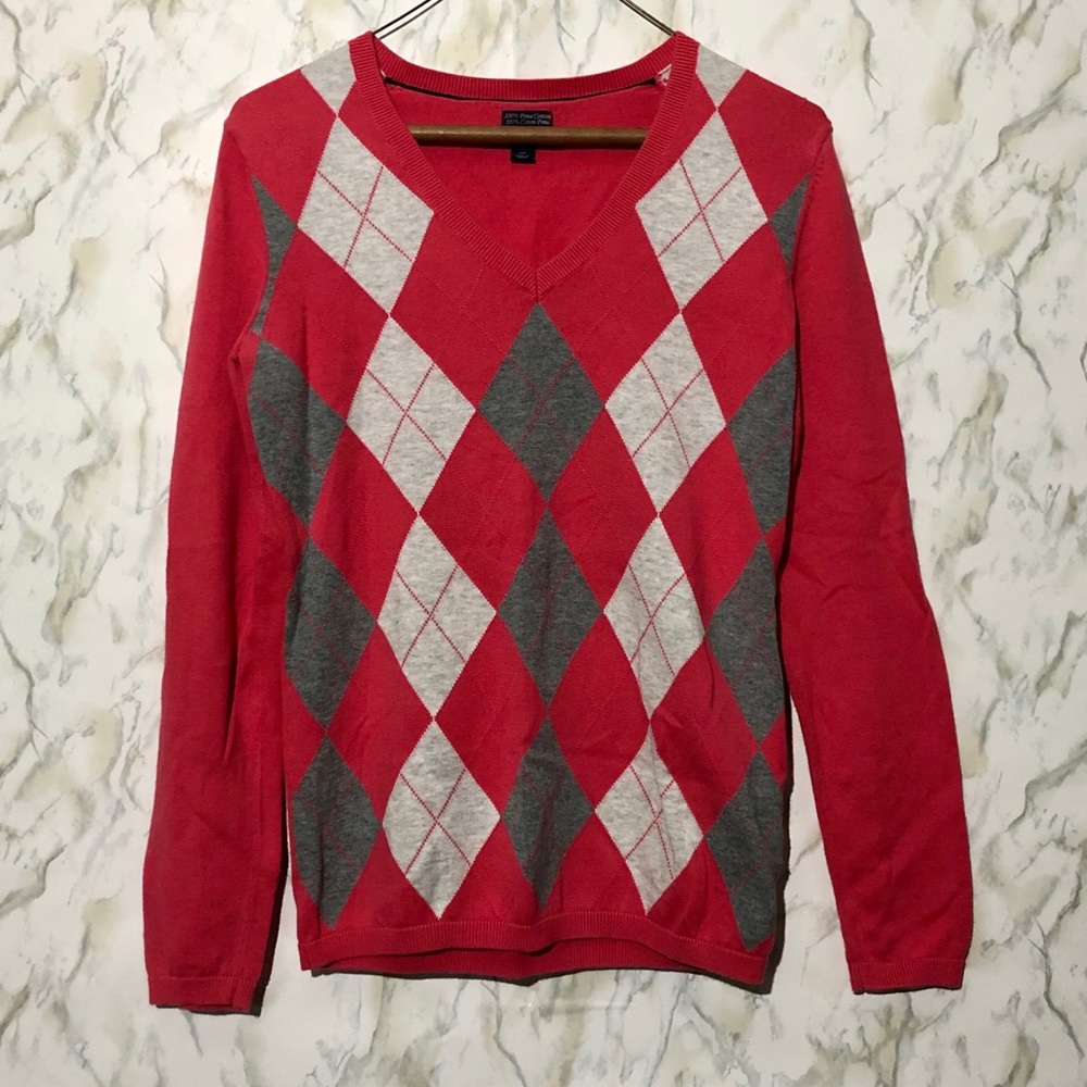 Tommy Hilfiger V neck Argyle Sweater **like NEW**